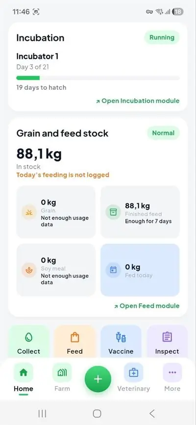 Incubation and feed stock